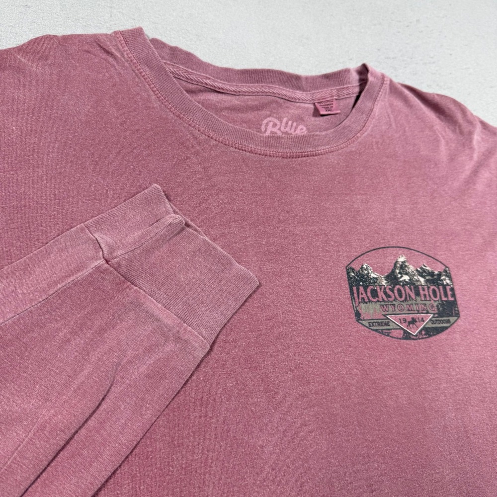 Blue 84 Jackson Hole Wyoming Grand Teton Long Sleeve Shirt Pink 2XL